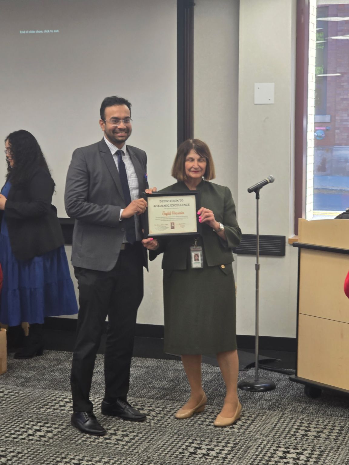 Sajid Hussain receiving faculty awards at Passaic County Community College